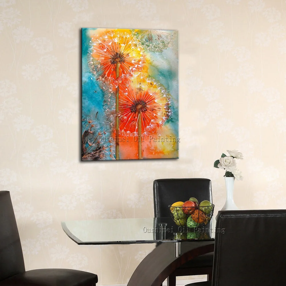Картина с изображением одуванчиков абстрактная картина маслом для украшения