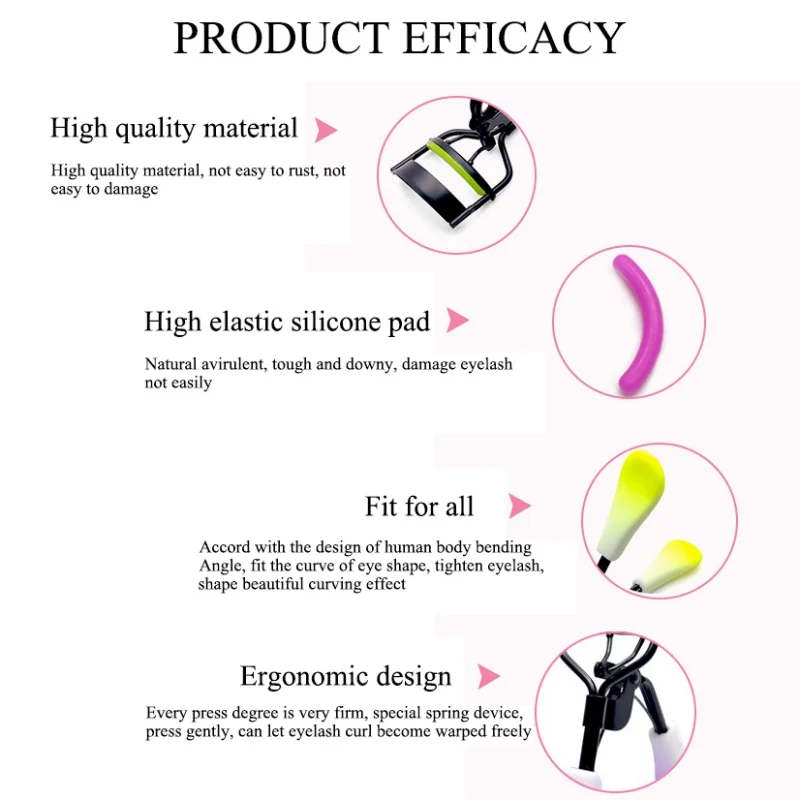 Персиковые сердечные щипцы для подкручивания ресниц с ручкой из нержавеющей