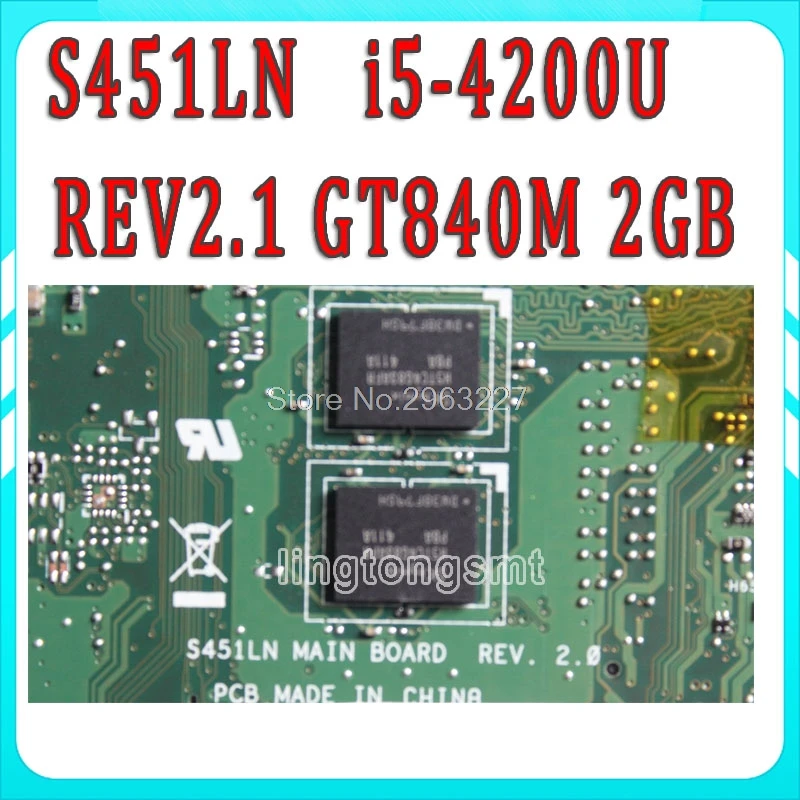 Для For Asus S451 S451L V451 V451L S451LN S451LB материнская плата для ноутбука REV2.1 i5-4200u GT840M 60NB05D0-MB1211