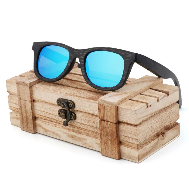 Blue Wood Box Новинка; в стиле ретро; в тренде поляризованные детские солнцезащитные очки бамбуковые деревянные солнцезащитные очки анти-солнцезащитные очки линзы TAC UV400 солнцезащитные очки - Цвет линз: Blue Wood Box