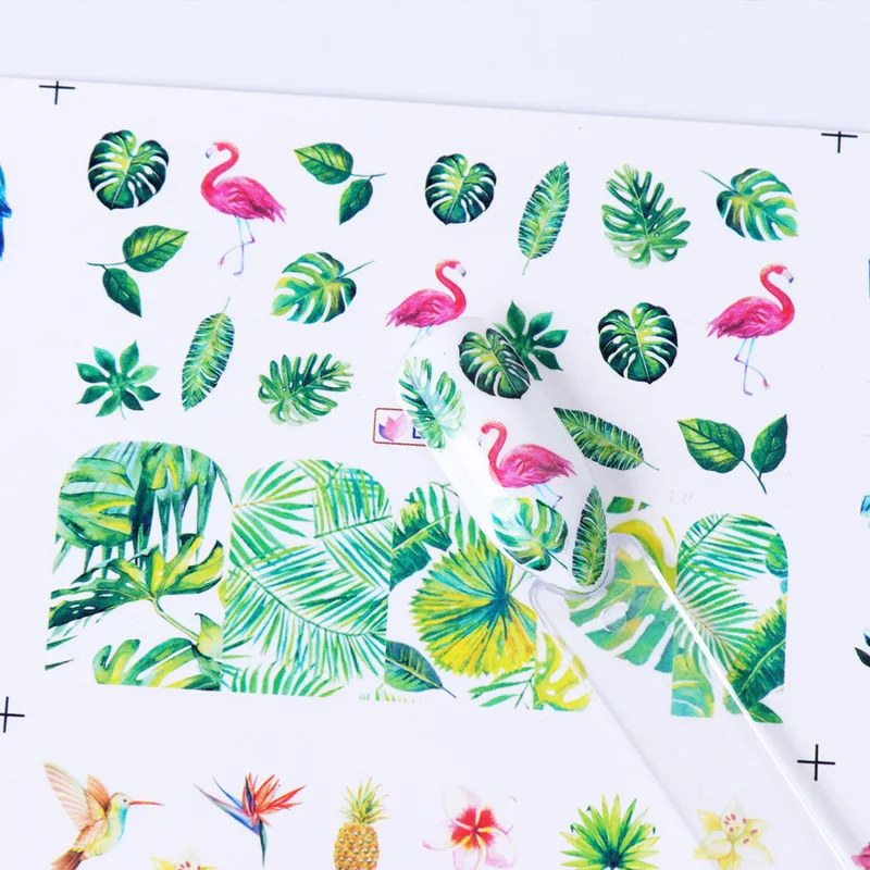 Маникюрный стикер листочка водяной знак переводная наклейка цветок животное