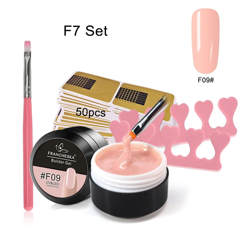 F7 Set Набор густых гелевых ногтей Francheska, розовый, 15 мл, для наращивания ногтей, УФ-гель, светодиодный, покрытие для ногтей, розовый, камуфляжный, замачивающийся, желе-гель - Цвет: F7 Set
