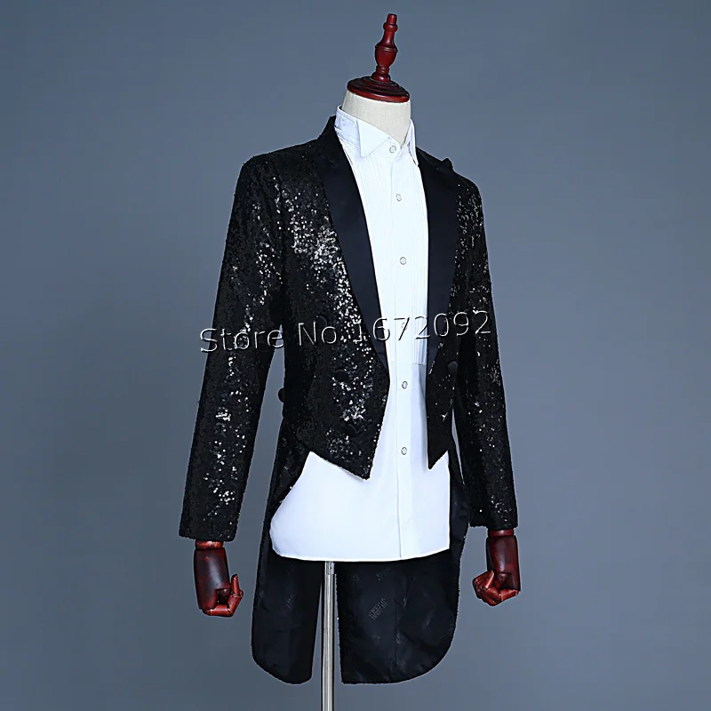 Черная куртка с блестками костюм фраком мужской красный смокинг фрак зимняя для