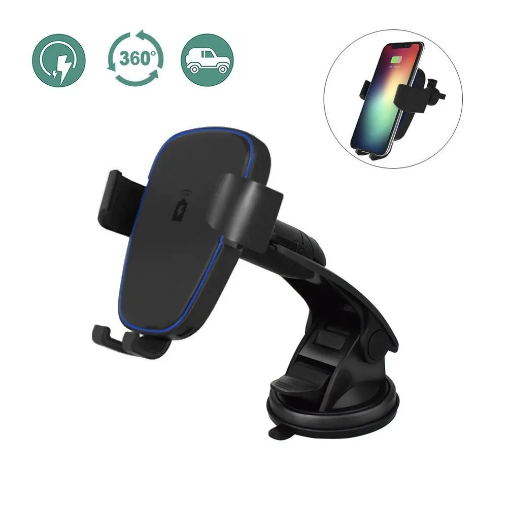 Wirelss Charger QI Беспроводной автомобиля Зарядное устройство телефона Зарядное устройство крепление 360 градусов вращения для Iphone 8, Iphone X samsung S8 S8 плюс S7 край S7ge S6 Note 5 - Тип штекера: Wirelss Charger