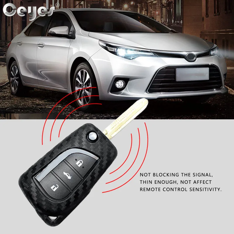 Чехол-накладка на ключ Ceyes для Toyota Rav4 2018 Prius Camry Corolla Avensis аксессуары из углеродного