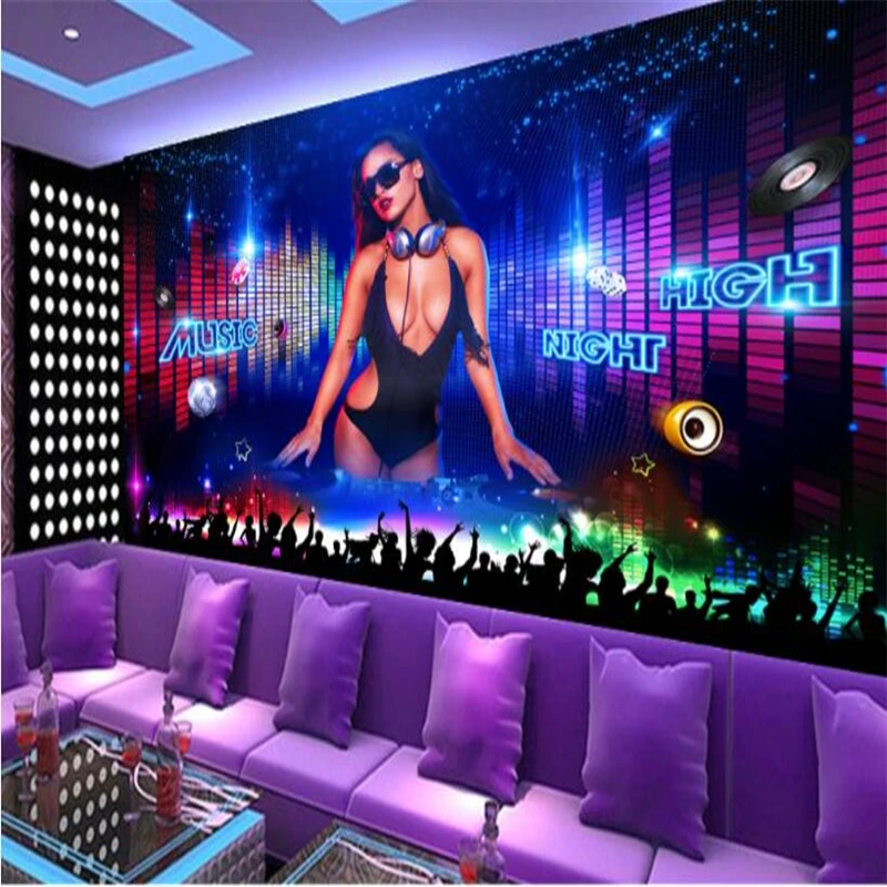 Пользовательские обои для ночного клуба DJ beauty bar KTV оснастка фон украшение стены