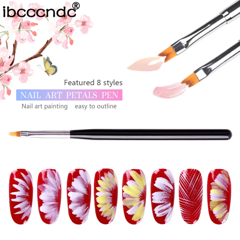 

8pcs/set Nail Art Design Brush Kit Tools Professional Petals Painting Pen for False Tips UV Nail Gel Polish Painting Nail Brush
