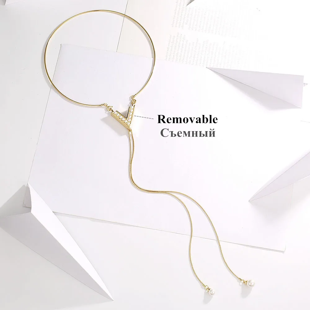 Viennois Новый Золотой Цвет V-shaped Ожерелья &amp Lariats для Женщин Моменты Искусственный
