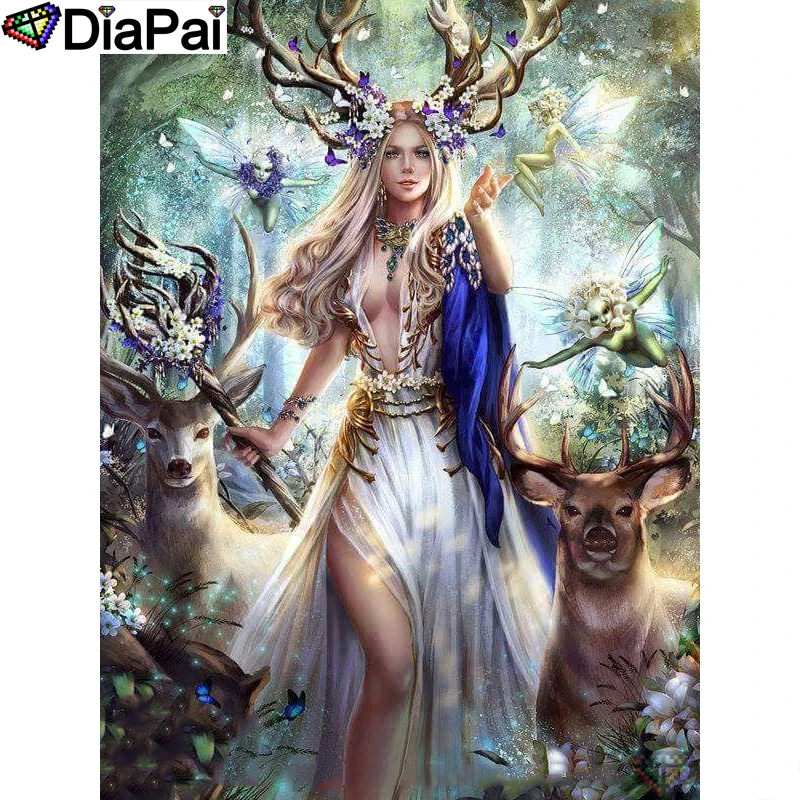 

DIAPAI Diamond Painting 5D DIY 100% Full Square/Round Drill "Beauty deer flower" Diamond Embroidery Cross Stitch 3D Decor A24538