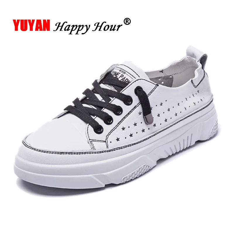 

Ins Sneakers Women Genuine Leather Shoes Flat Platform Women Sneakers Breathable Thick Sole Height Increasing Shoes 3cm A1536
