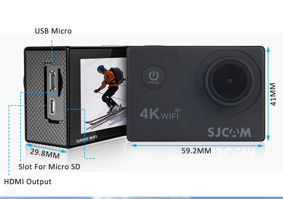 SJCAM SJ4000 AIR SJ4000 WiFi 2 ''экран наружная видео камера 4K Full HD 30M Водонепроницаемая Спортивная Экшн камера автомобильный мини DVR