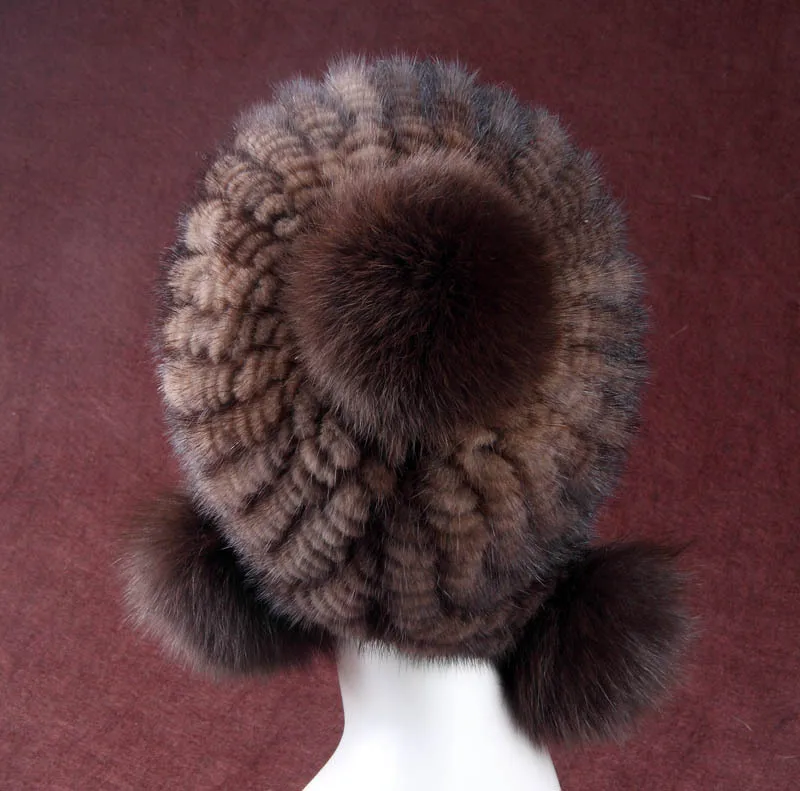 Женская шапка из меха норки с помпоном лисьего зимняя ушанка новые Брендовые