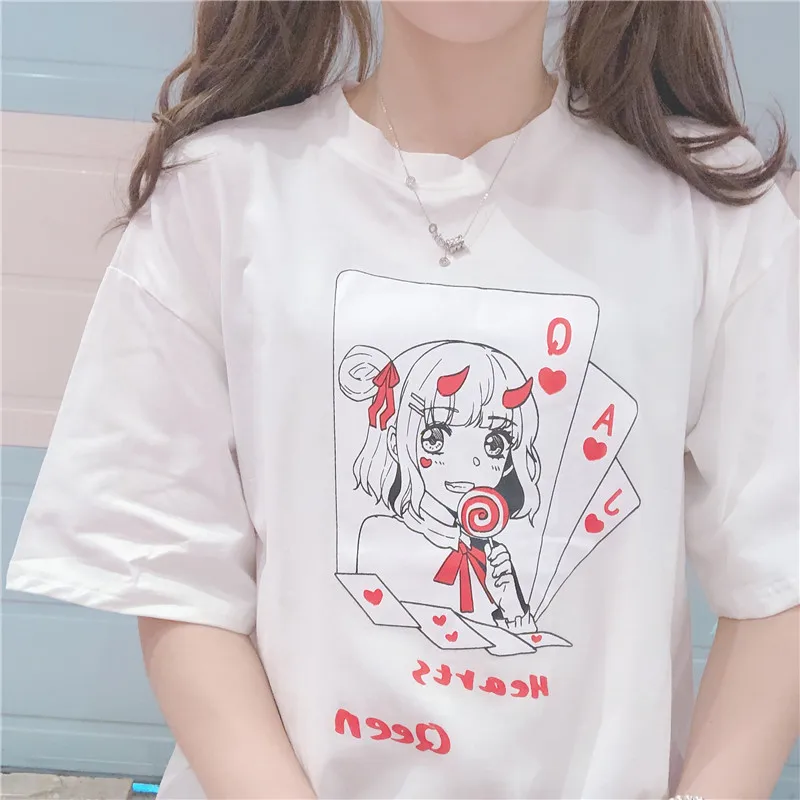 Neploe женская футболка с коротким рукавом Harajuku Janpanese Футболка с принтом для девочек Топ Повседневная Уличная одежда женские футболки 52535