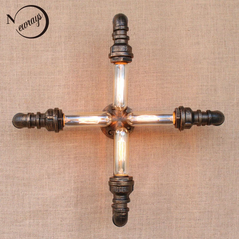 4 лампы железная водопроводная труба винтажная настенная лампа с