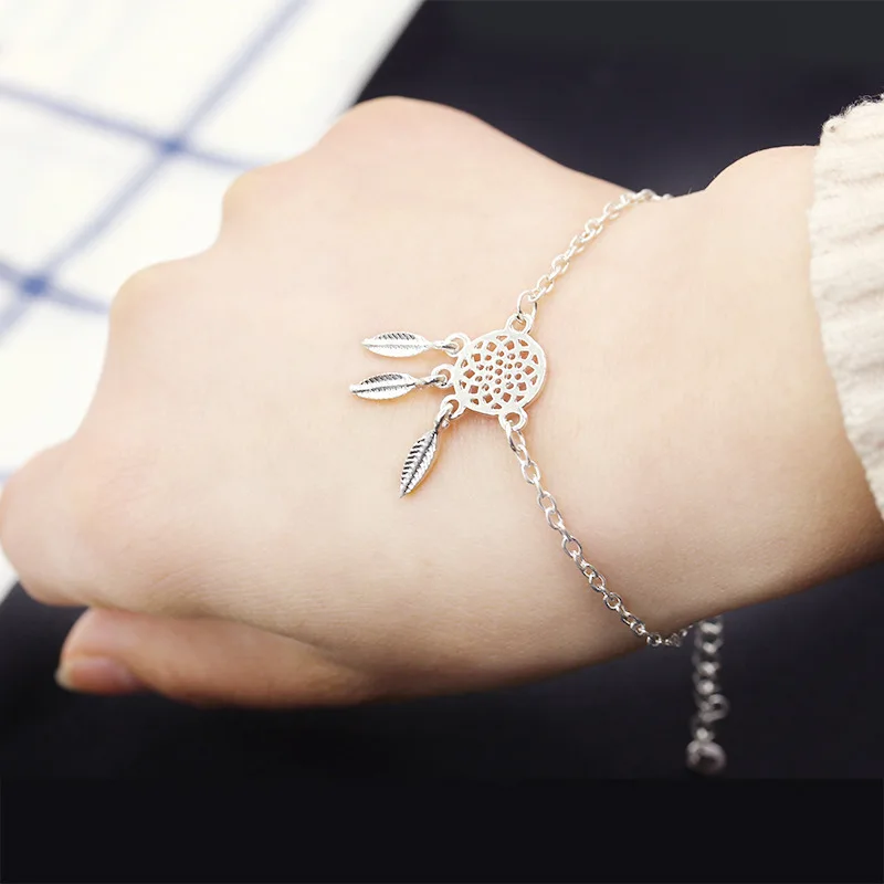 Полые Подвески с перьями очаровательные браслеты для женщин/мужчин звенья цепи