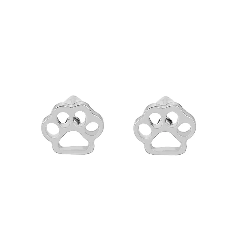 1 пара золотых/серебряных сережек с принтом лапы кошки и собаки милые изящные