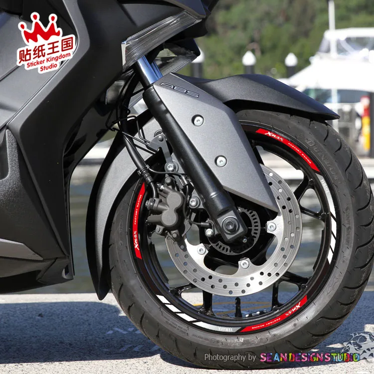 

For YAMAHA Xmax 250 300 400 Motorcycle Wheel Stickers Decals Reflective Waterproof Rim MotorBike Suitable