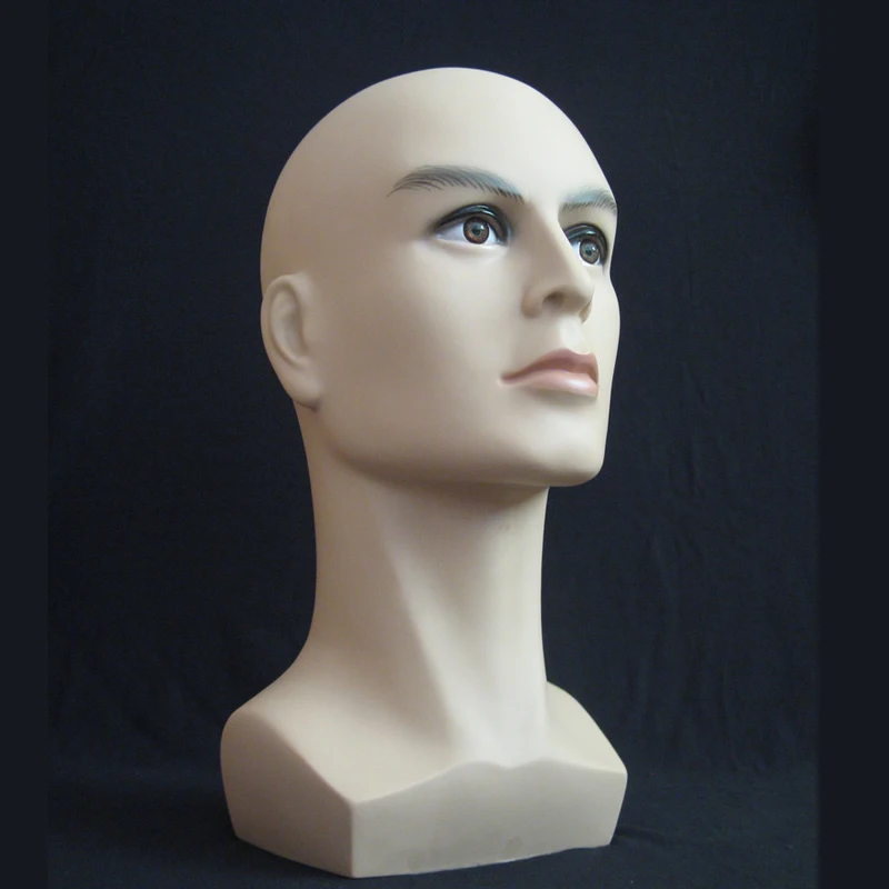 

Free Shipping Male Mannequin Head For Wig Glasses Display Realistic Plastic Men Maniqui Dummy Head Manikin