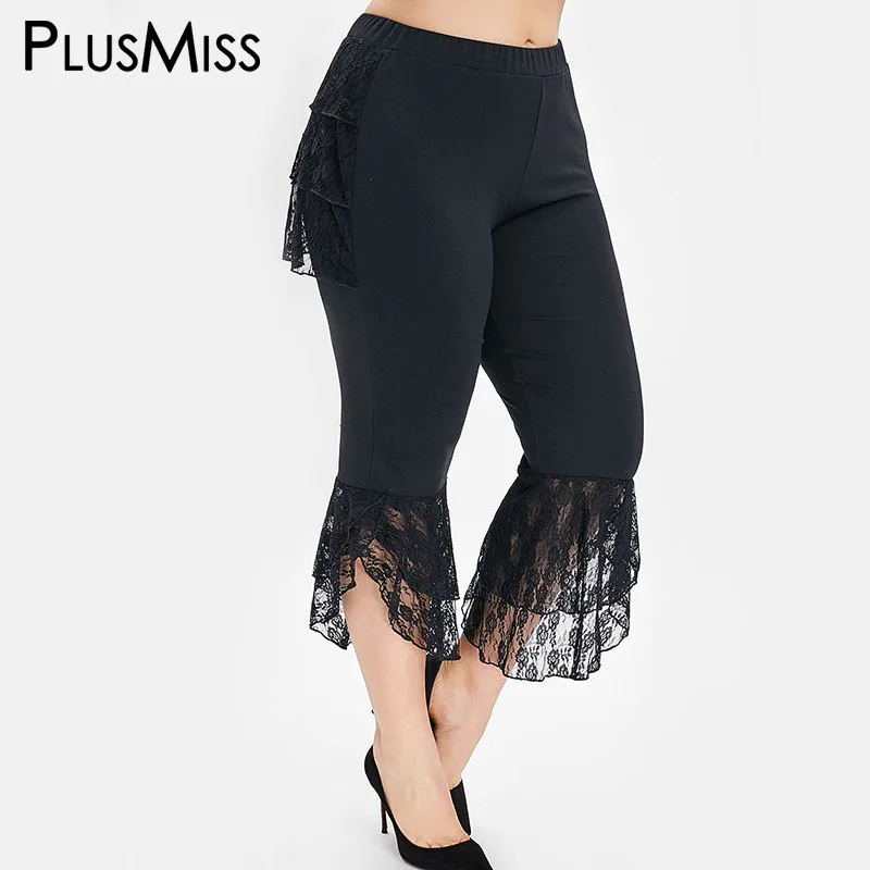 PlusMiss плюс Размеры XXXXXL с резинкой в талии сексуальный кружева Укороченные