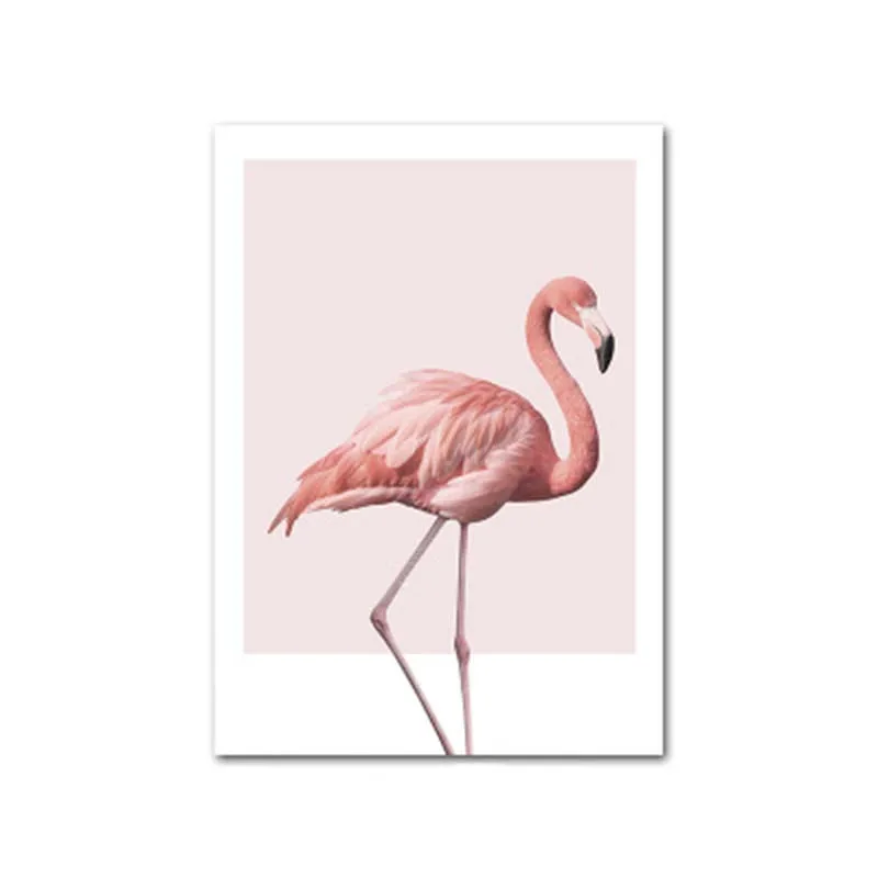 

Nordic Ins Style Wall Paintings Art Decorative hanging picture Of Pink Flamingos flower wallpaper For Living Room Decoration