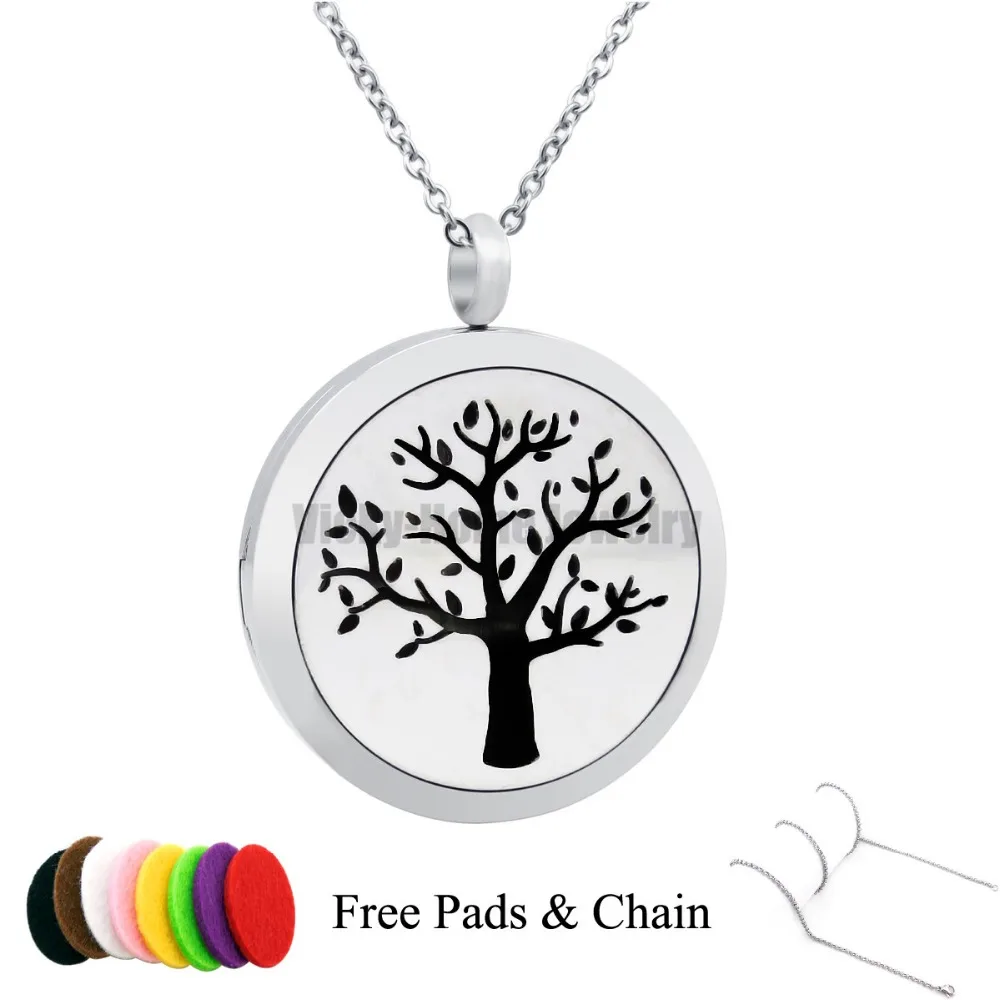 Free Chain!!! Tree Design 30mm Aromatherapy / Essential Oils Stainless Steel Diffuser Locket with Pads | Украшения и аксессуары