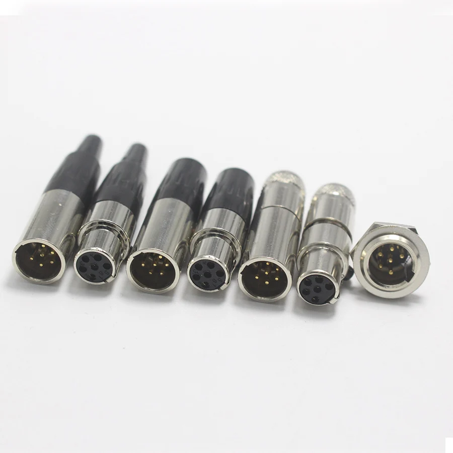 5 шт. мини XLR 3 4 6 Pin штекер/гнездо адаптер для микрофона аудио кабель
