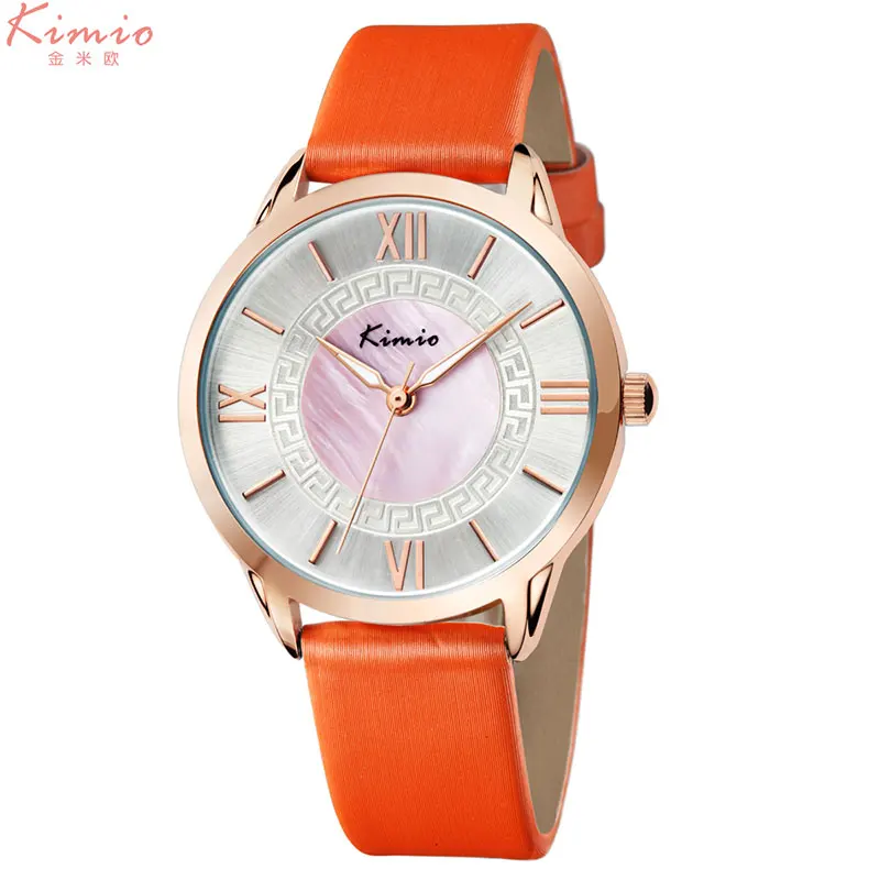 KIMIO женские кварцевые часы кожаные платья Смотреть дизайн моды дамы наручные