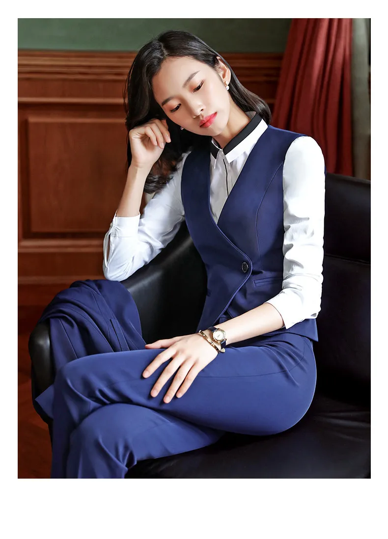 Fashion business Interview vest women new spring Slim V Neck Formal office ladies vest coat plus size uniforms