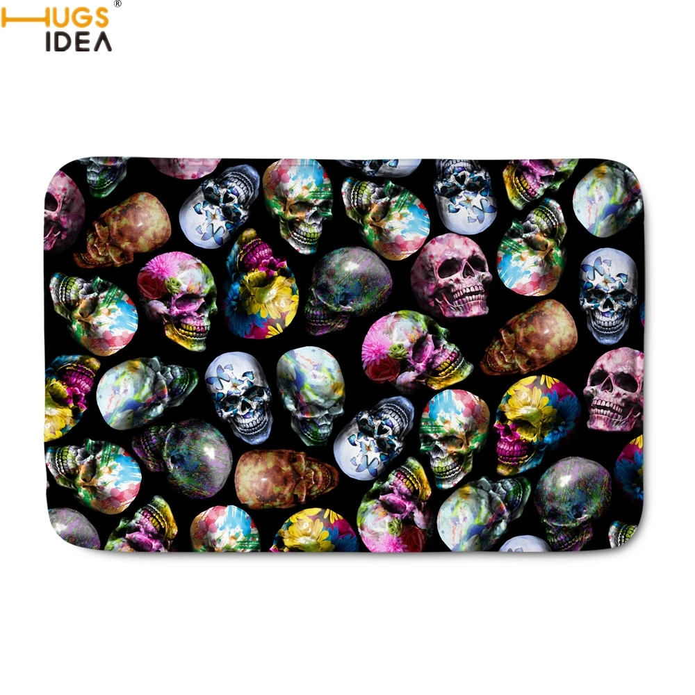 3d коврик HUGSIDEA в стиле панк с изображением головы черепа винтажный для гостиной
