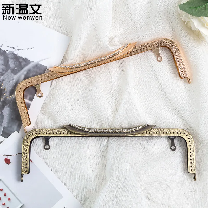 

1pc Gold/Bronze Metal Frame Kiss Clasp Lock Handle Arch For DIY Purse Bag DIY Diamond Square Craft 25cm