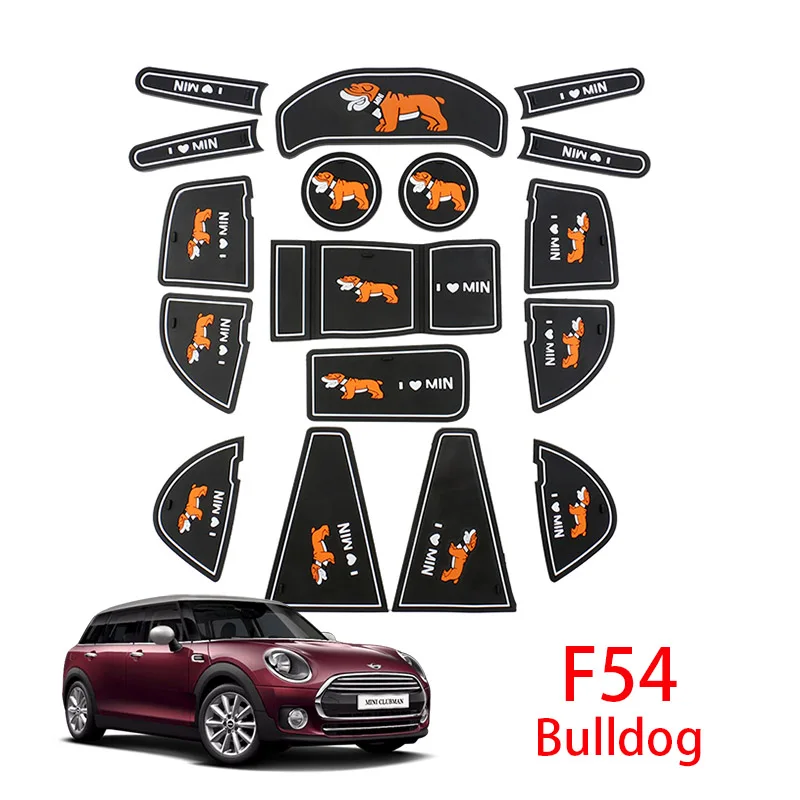 F54 Bulldog Юнион Джек Автомобильный держатель для воды ворота Слот коврики силиконовые Противоскользящие коврики для Mini Cooper One F54 F55 F56 F60 земляк автомобильные аксессуары - Название цвета: F54 Bulldog