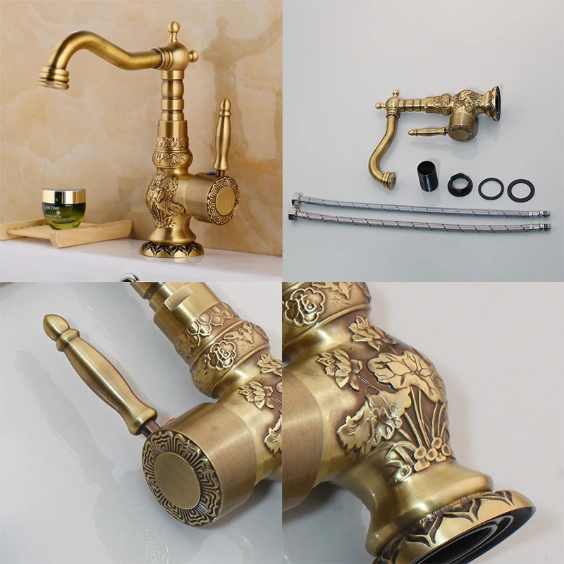 Смеситель для ванной из античной латуни настенный кран раковины с одной ручкой