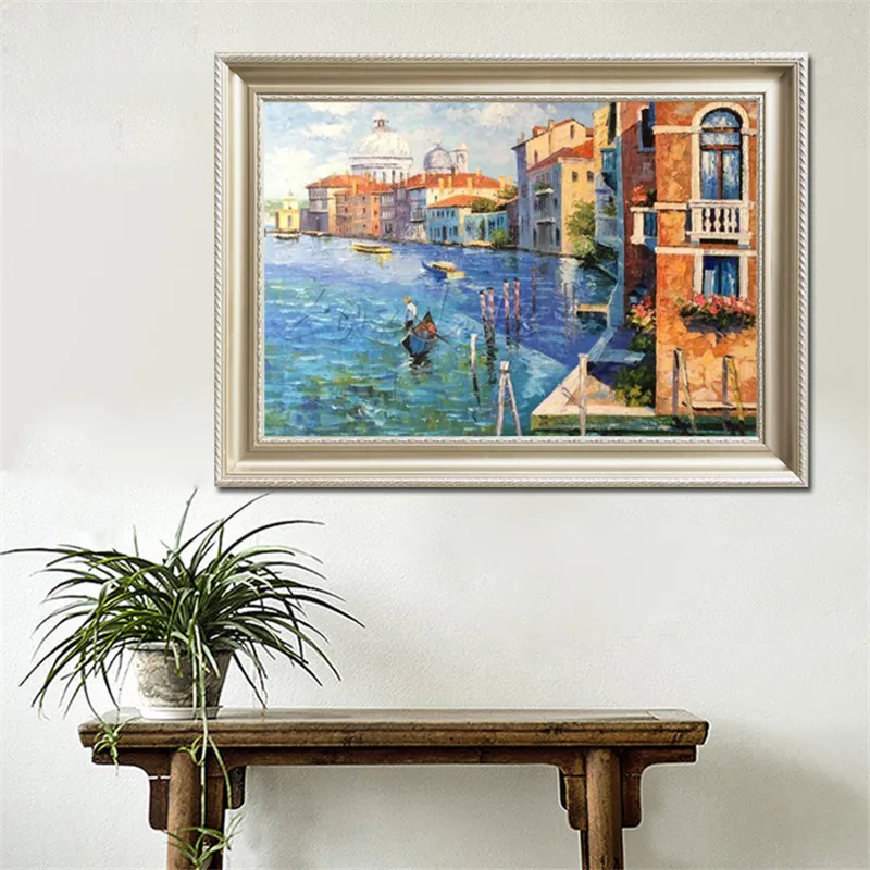 Ручная роспись море номер сидя номера украшает настенная живопись на холсте