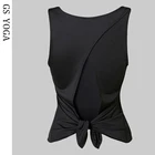 Майка женская для йоги, быстросохнущая свободная майка для фитнеса, тренировочная майка, спортивный жилет с узлом на спине, G-400