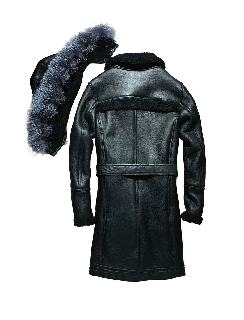 Горячая Распродажа, модная кожаная куртка из овчины, пальто с шерстяной подкладкой для мужчин, зимнее толстое длинное кожаное меховое пальто высокого качества размера плюс M-4XL