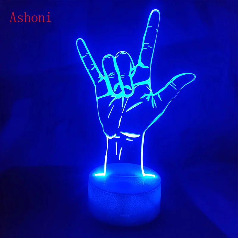 I Love You Sign Language 3D светодиодный настольный светильник сенсорный ночник с