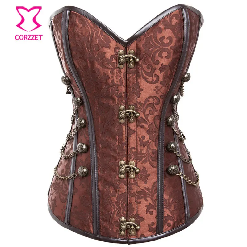 Floral Brocade Steampunk Corset Steel Bone Espartilhos E Corpetes Emagrecimento Corsets and Bustiers Sexy Gothic Clothing Korset