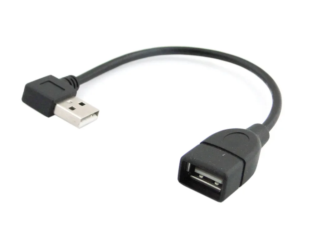 Черный Удлинительный кабель 20 см с левым/правым углом 90 градусов USB 2 0 тип А штекер