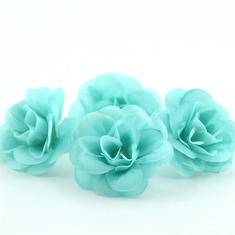 

50 Pcs Mini 4.5cm Artificial Silk Rose Flower Head DIY Scrapbooking Flower Handmade Kiss Ball Crafts For Wedding Decorative