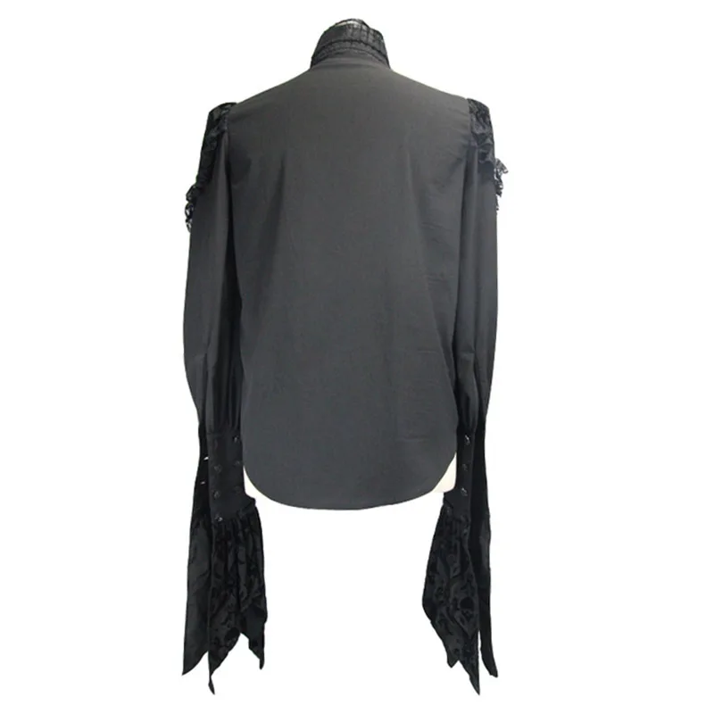 Мужская рубашка в стиле стимпанк черная с длинным рукавом для езды на велосипеде