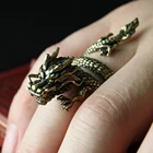 Новое модное регулируемое серебряное кольцо с драконом для мужчин властная личность ювелирные украшения Открытые Кольца