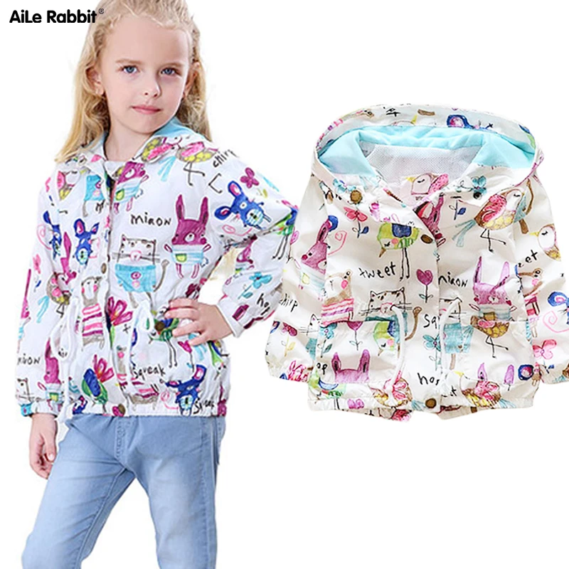 AiLe Rabbit/Детская осенняя куртка модное пальто топы для девочек кардиган на молнии с
