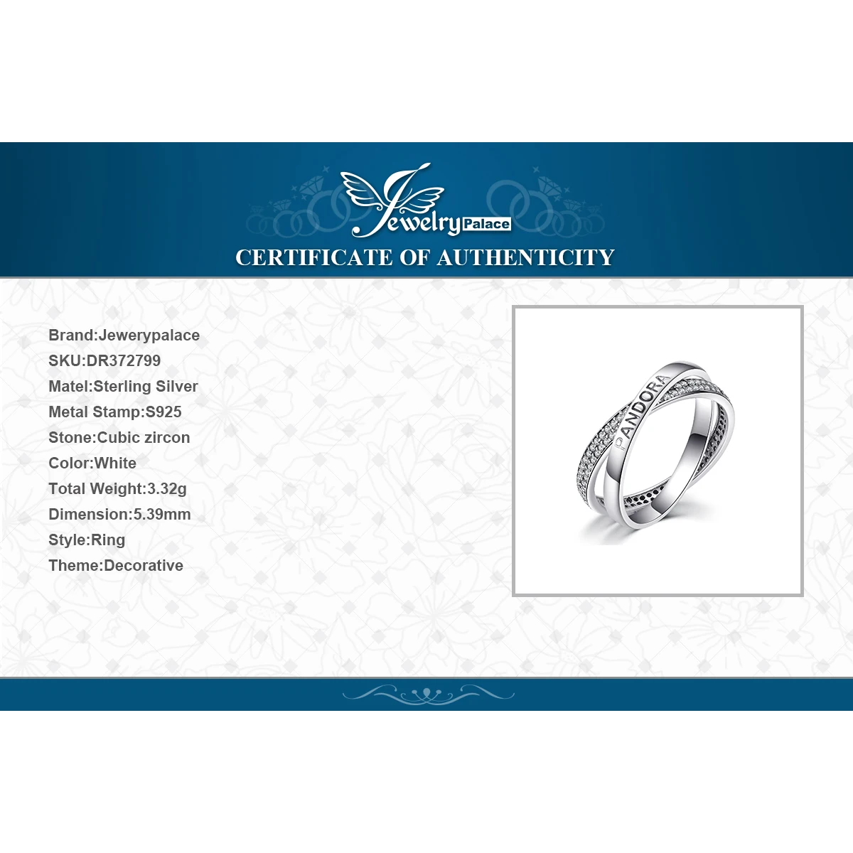Jewelrypalace стерлингового серебра 925 Serenity любовь кольцо Новая мода Серебряные кольца
