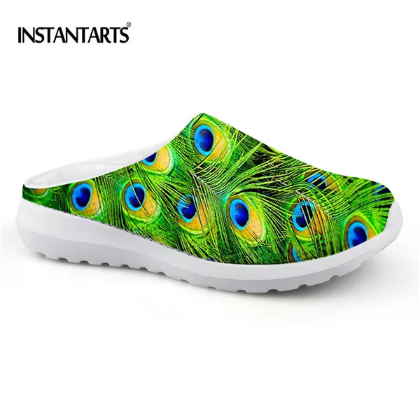 CA5291CA Instantarts Новинка летние сетчатые мужские сандалии Перо 3D печать Slip-On Шлёпанцы для женщин мужской Повседневное дышащая пляжная вода любовника Обувь - Цвет: CA5291CA