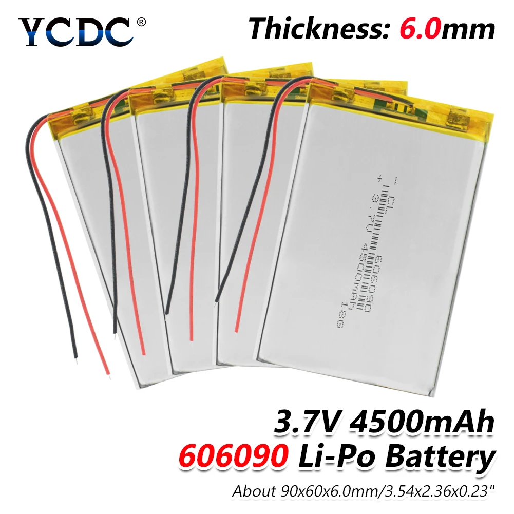 1/2/4 шт 3,7 V 606090 4500 мА/ч, Перезаряжаемые Lipo Батарея планшет Dvd Камера gps электрические игрушки ноутбука литий-полимерные батареи
