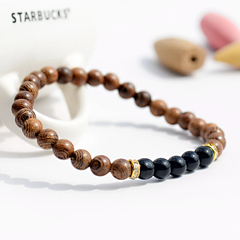 Trendy Tibetan 6mm Wood Beads Bracelet For Women Handmade Classic Men Natural Stone Prayer Bangles Meditation Jewelry Homme | Украшения и