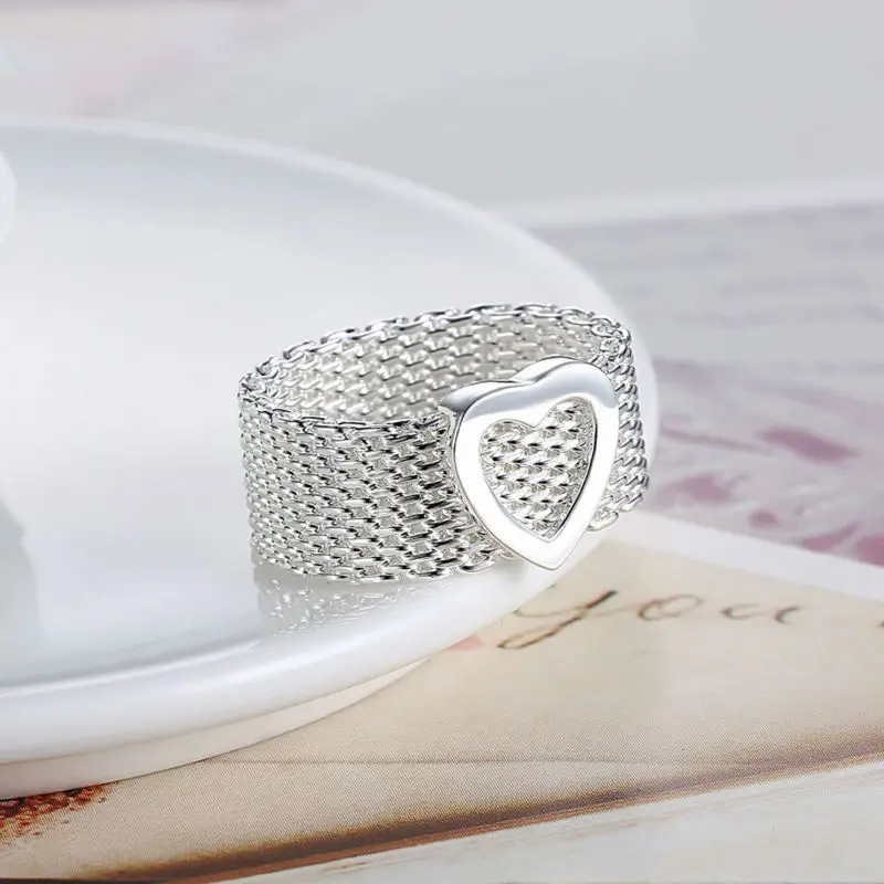 Новый дизайн и благородная Сетка Любовь Сердце Женщины Девочки Картер кольца для