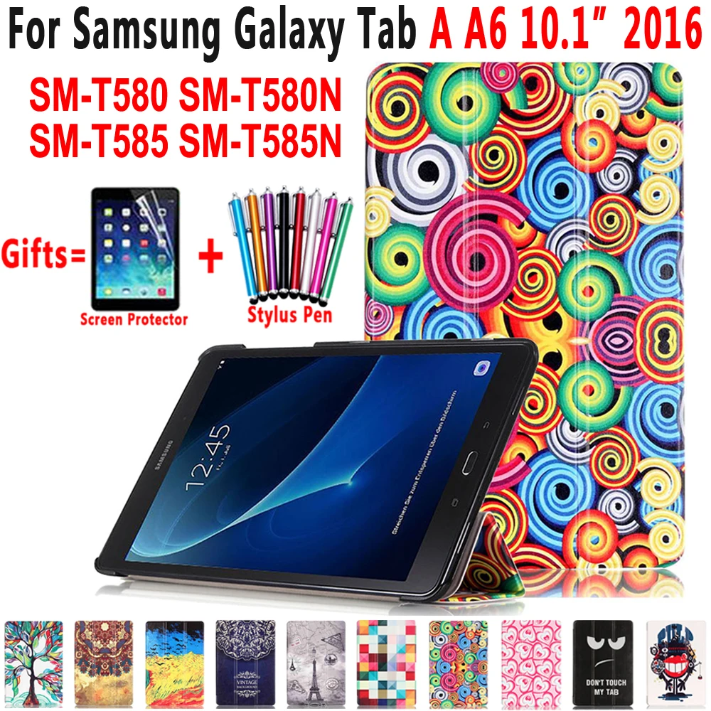 Складной цветной кожаный чехол с принтом для Samsung Galaxy Tab A A6 10 1 2016 T580 T585 T580N SM