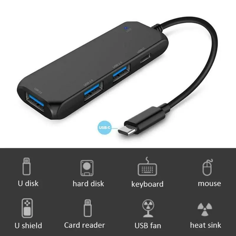 4 в 1 адаптер концентратор кабель типа C для телефона USB 2 0 Apple Macbook портативный