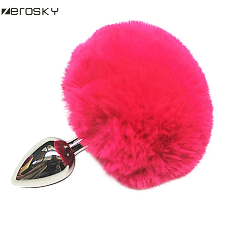 Анальная пробка с кроличьим хвостом металлическая интимные игрушки для женщин